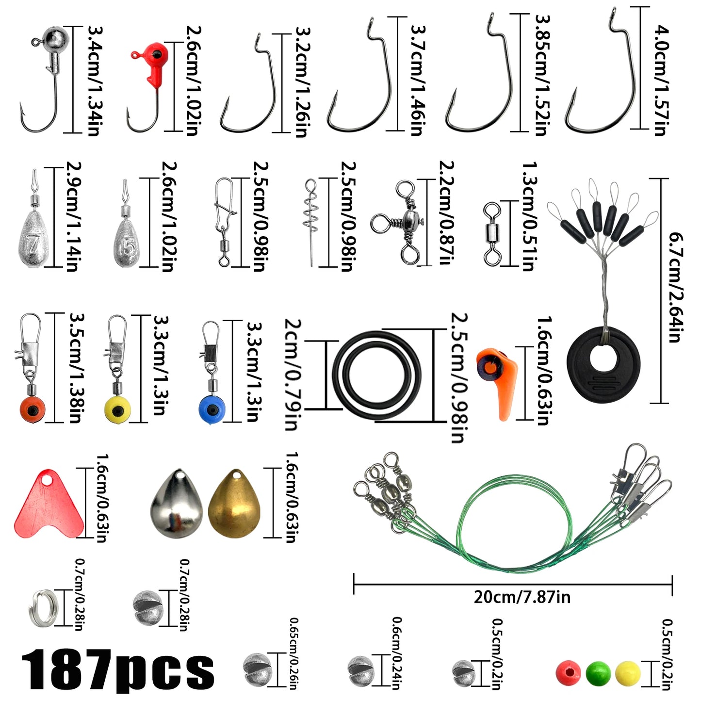 187/269pcs Fishing Terminal Tackle Set - Including Tackle Box, Fish Hooks, Bait Parts, Sinkers - Perfect For Outdoor Fishing