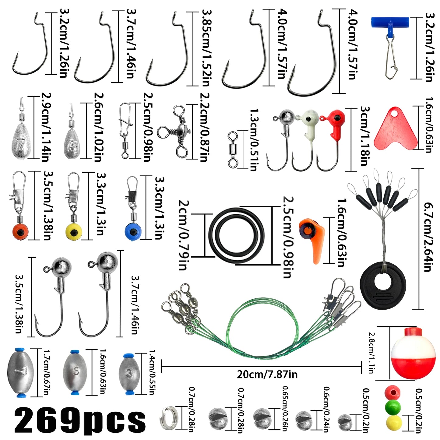 187/269pcs Fishing Terminal Tackle Set - Including Tackle Box, Fish Hooks, Bait Parts, Sinkers - Perfect For Outdoor Fishing