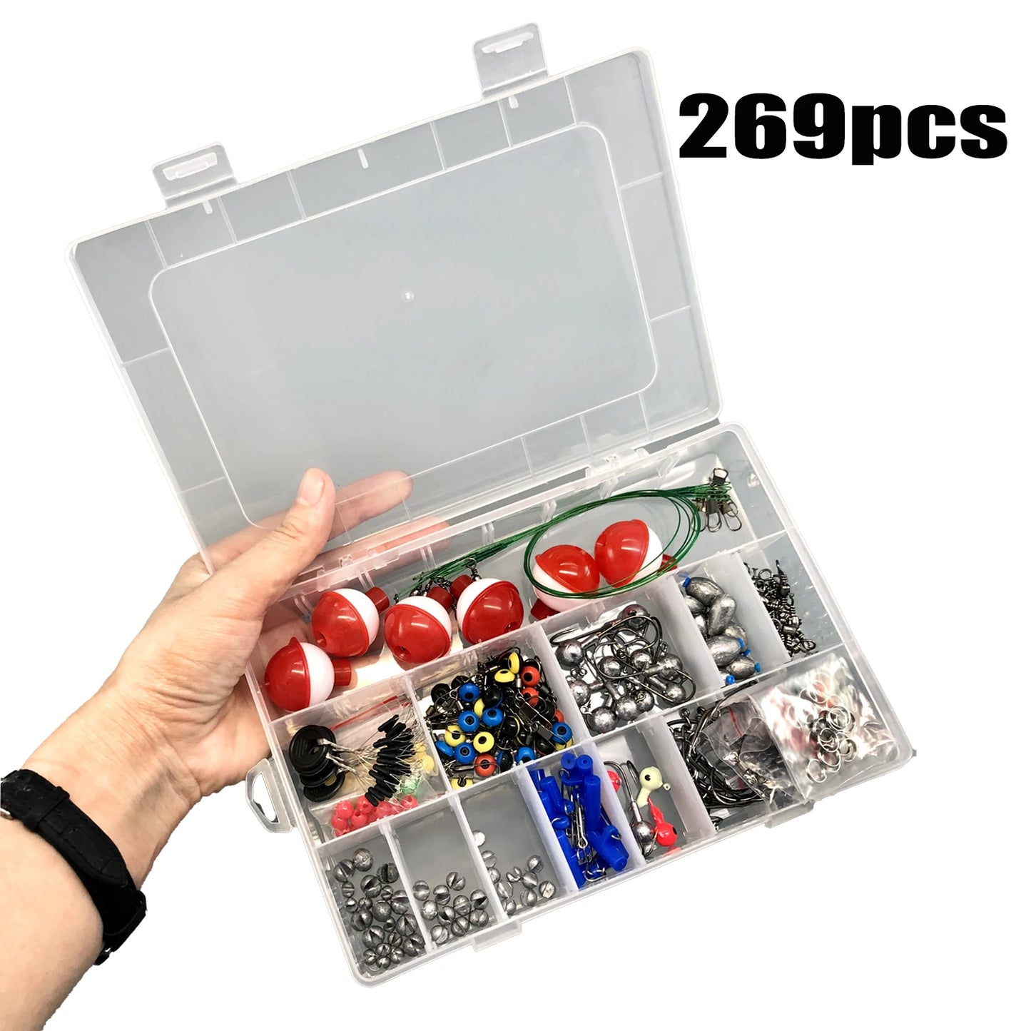187/269pcs Fishing Terminal Tackle Set - Including Tackle Box, Fish Hooks, Bait Parts, Sinkers - Perfect For Outdoor Fishing
